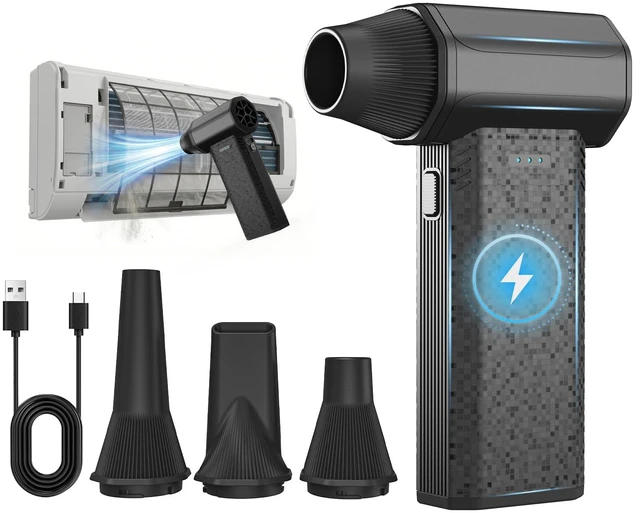 Main image of Compressed Air Duster, 110000RPM Electric Air Duster 240-Min Max Runtime & 2.5H Fast Charging, 3-Speed Rechargeable Mini Blower for AC, Keyboard, PC, Car, Home, Outdoor