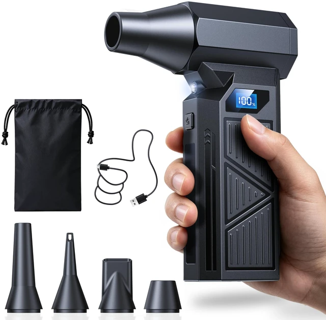 Main image of Compressed Air Duster, 160,000 RPM Brushless Cordless Blower, LED Rechargeable 4 Speed Mini Air Duster Remover for PC, Keyboard, Car, Household & Outdoor Use