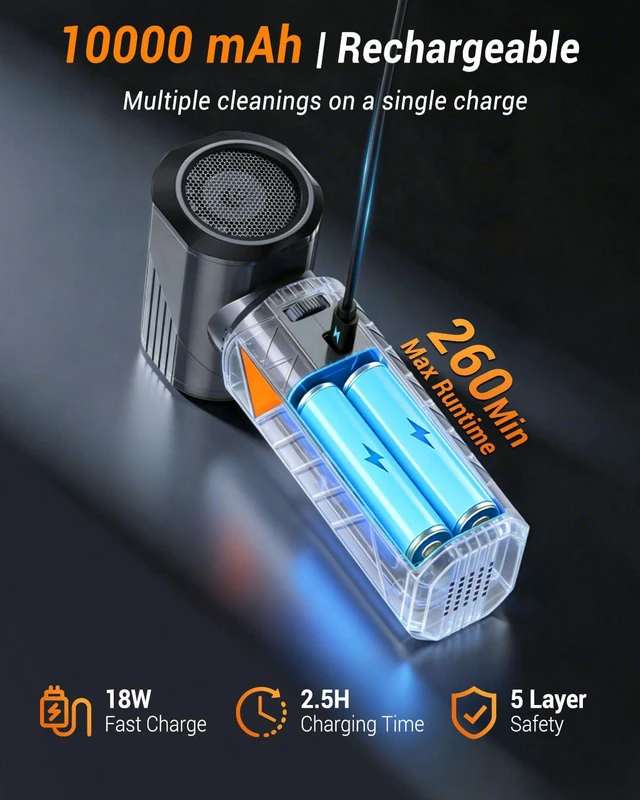 Alt view image 4 of 7 - Compressed Air Duster, 350W Cordless Electric Air Blower, Rechargeable Mini 10000mAh, 180,000 RPM, 1.57" Brushless Motor, Fast Charge, Cleaning for PC/Keyboard/Electronics, Car & Home, Outdoor Camping
