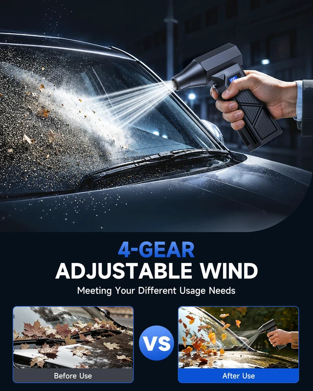 Alt view image 5 of 7 - Compressed Air Duster, 160,000 RPM Brushless Cordless Blower, LED Rechargeable 4 Speed Mini Air Duster Remover for PC, Keyboard, Car, Household & Outdoor Use