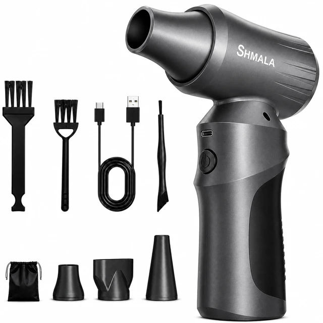 Main image of Compressed Air Duster Super Powerful 300,000 RPM Cordless Air Duster, Rechargeable Brushless Motor, 3-Speed Adjustable, Portable Air Blower for Keyboards, PCs, Laptops, Cars, Home & Office