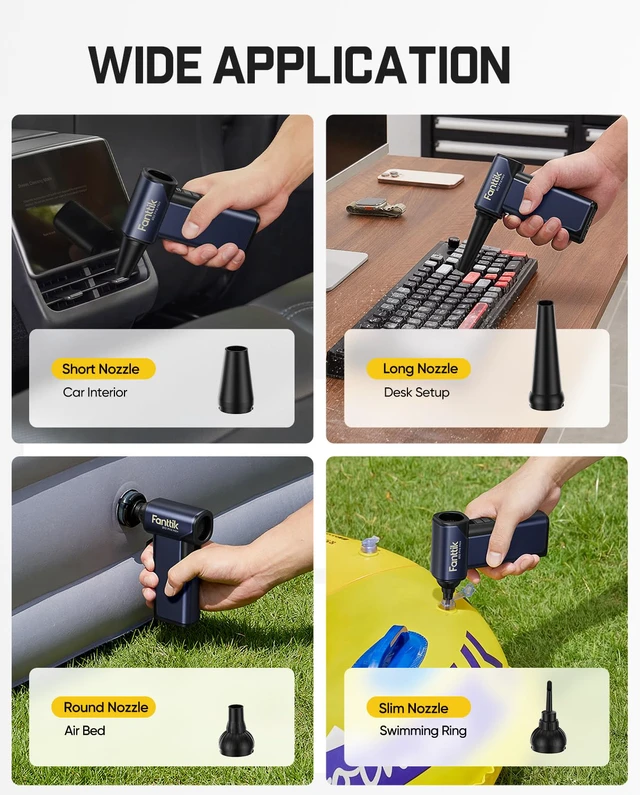 Alt view image 5 of 7 - B10 Pro Max Electric Air Duster with Powerbank Function (Navy Blue) | 130000RPM Brushless Motor, 6-Speed Adjustable, One-tap Booster, 28.8Wh Rechargeable, Electric Duster for PC, Car, Desk-Setup