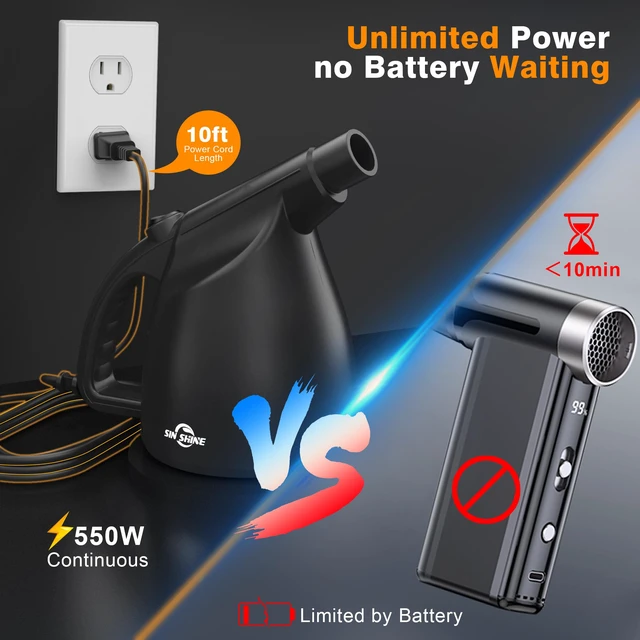 Alt view image 4 of 7 - Compressed Air Duster-110000RPM Super Power Electric Air Duster for Cleaning Dust, Hairs, Crumbs, Scraps for Laptop, Computer, Replaces Compressed Air Cans & Canned Air (Jet-Black