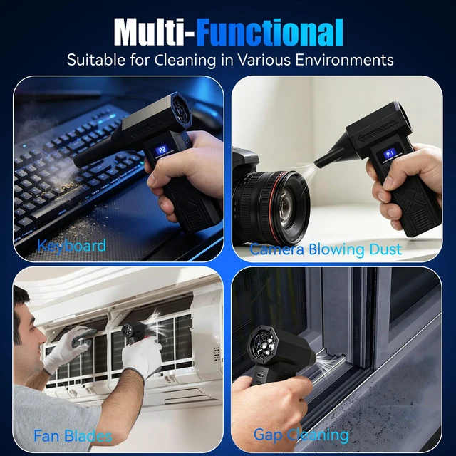 Alt view image 5 of 7 - Compressed Air Duster-130000RPM Super Power Electric Air Duster, 4-Gear Adjustable Mini Blower with Type-C Fast Charging, Dust Blower for Computer, Keyboard, House, Outdoor and Car