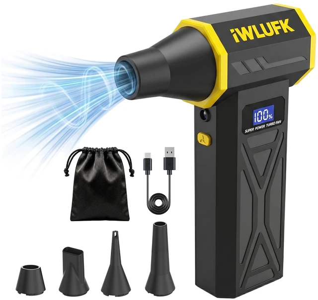 Main image of Electric Compressed Air Duster, 130,000RPM Super Power Cordless Rechargeable Electronic Dust Blower, 4-Gear Adjustable Mini Duster for Electronics Computer PC Keyboard Home Car Workshop Outdoor