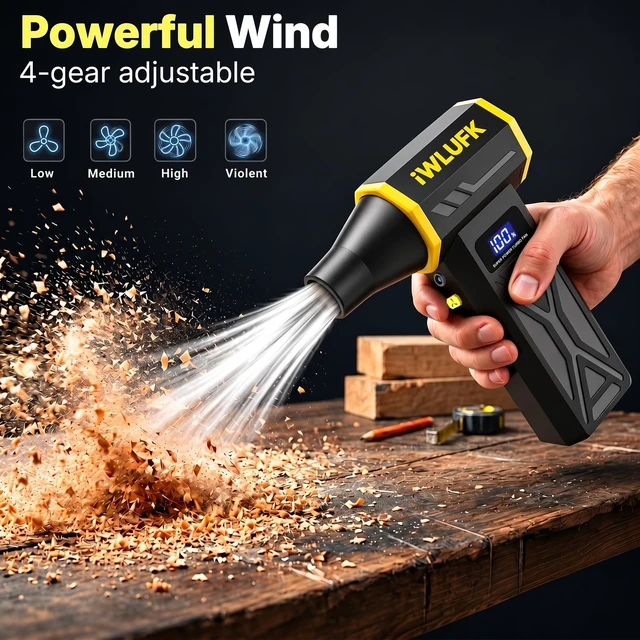 Alt view image 2 of 7 - Electric Compressed Air Duster, 130,000RPM Super Power Cordless Rechargeable Electronic Dust Blower, 4-Gear Adjustable Mini Duster for Electronics Computer PC Keyboard Home Car Workshop Outdoor