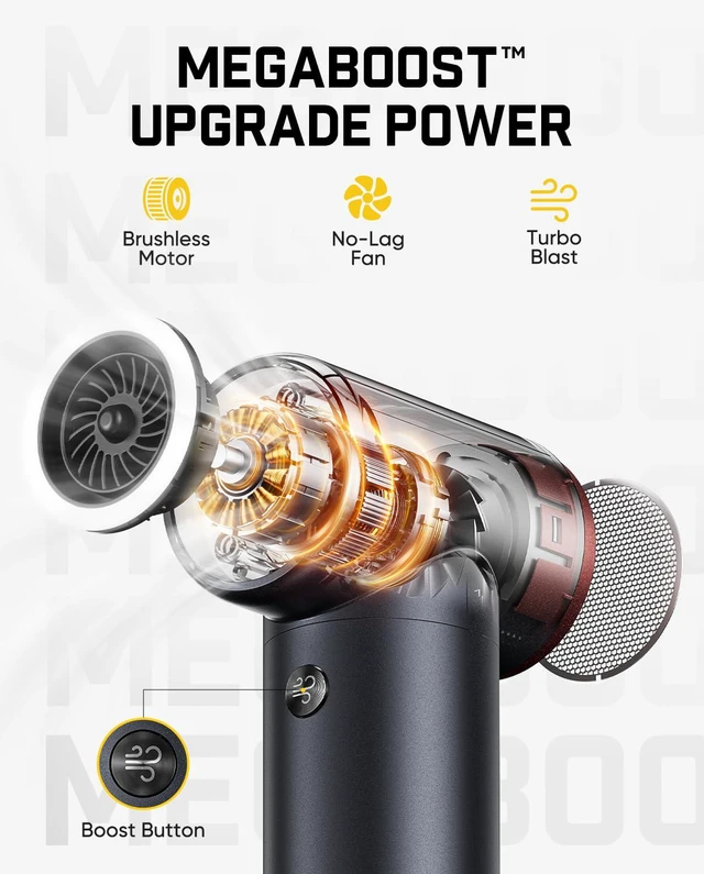 Alt view image 4 of 7 - B11 Pro Electric Air Duster | 110000RPM Brushless Motor, Compressed Air Duster, 100-Speed Adjustable, One-tap Booster, Electric Duster for PC, House