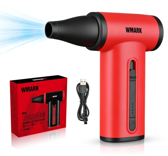 Main image of Compressed Air Duster Rechargeable Cordless Handheld Mini Blower | 130000 RPM Brushless Motor Stepless Control, 33m/s Wind Speed-Electric Air Duster for PC, Keyboard, Home, Car NG-TB001(Red)