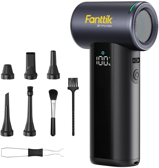 Main image of B11 Pro Max Electric Air Duster with Powerbank Function (Black) | 150000RPM Brushless Motor, 100-Speed Adjustable, One-Tap Booster, 28.08Wh Rechargeable Battery, for PC, Car Detailing & Home