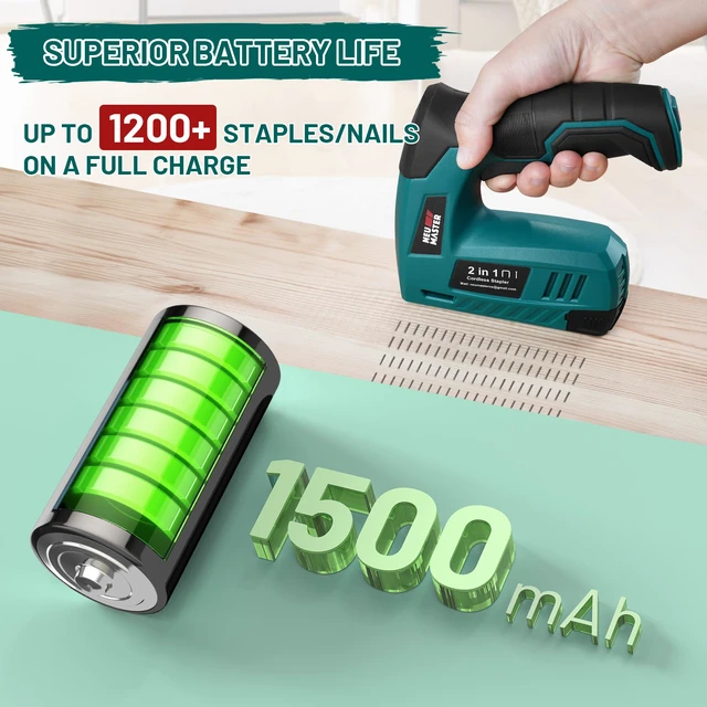 Alt view image 2 of 7 - Electric Staple Gun, 2-in-1 4V Electric Stapler & Brad Nailer | 1000pcs Staples & 1000pcs Brad Nails, USB Charging, Lightweight, Cordless Staple Gun for Wood, Upholstery, Crafts & Home DIY