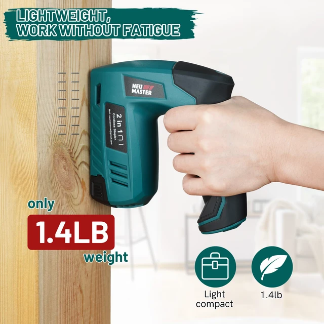Alt view image 4 of 7 - Electric Staple Gun, 2-in-1 4V Electric Stapler & Brad Nailer | 1000pcs Staples & 1000pcs Brad Nails, USB Charging, Lightweight, Cordless Staple Gun for Wood, Upholstery, Crafts & Home DIY
