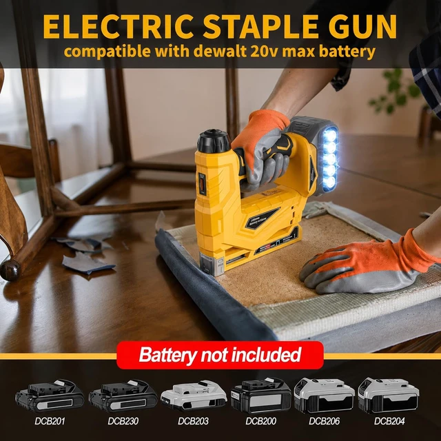 Alt view image 2 of 7 - Upholstery Staple Gun Compatible with Dewalt 20V MAX Battery | (NO Battery): Impact Force Adjustment for DIY(Tool Only) - with 1000 3/8" Staples 1000 5/8" Brad Nails