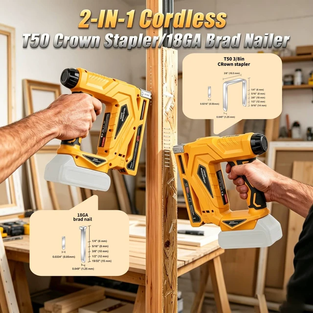Alt view image 4 of 7 - Upholstery Staple Gun Compatible with Dewalt 20V MAX Battery | (NO Battery): Impact Force Adjustment for DIY(Tool Only) - with 1000 3/8" Staples 1000 5/8" Brad Nails