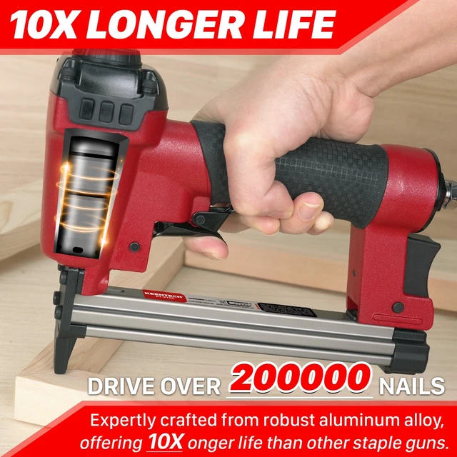 Alt view image 4 of 7 - T50 Pneumatic Staple Gun 20GA with 3780pcs 3/8" Crown Staples | Upholstery/Fabric/Leather, 200,000+ Cycle Lifespan, Low Jamming, Dual Trigger Safety, Efficient Stapling:180-240 Staples/Min