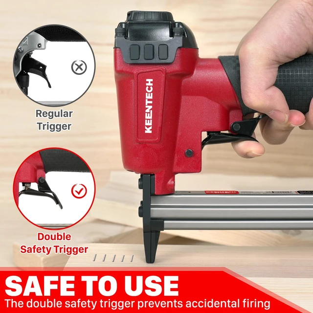 Alt view image 6 of 7 - T50 Pneumatic Staple Gun 20GA with 3780pcs 3/8" Crown Staples | Upholstery/Fabric/Leather, 200,000+ Cycle Lifespan, Low Jamming, Dual Trigger Safety, Efficient Stapling:180-240 Staples/Min