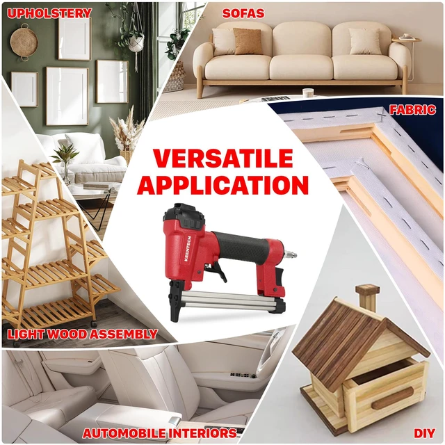 Alt view image 7 of 7 - T50 Pneumatic Staple Gun 20GA with 3780pcs 3/8" Crown Staples | Upholstery/Fabric/Leather, 200,000+ Cycle Lifespan, Low Jamming, Dual Trigger Safety, Efficient Stapling:180-240 Staples/Min