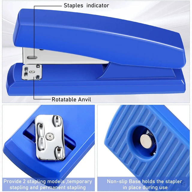 Alt view image 3 of 6 - 10 Pcs Staplers Bulk Staples for Desk 25 Sheet, Blue | Office Desk Supply Set, School Classroom Bulk Pack, Includes Refill 6000 Staples, for Teacher