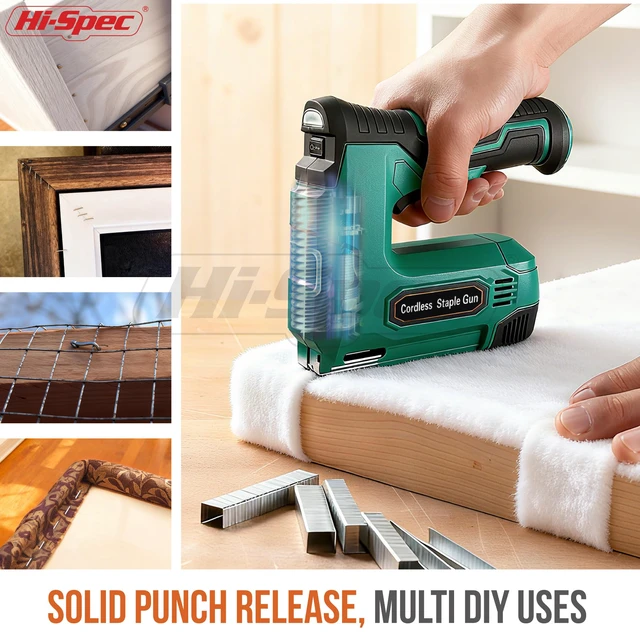 Alt view image 5 of 7 - 4V Cordless USB Staple Gun Crafts Furniture and Carpentry with Case | 2500pc, 6-8 mm, safety contact nose, single-release trigger, one-hand control, upholstery and craft fastening, USB-C charging