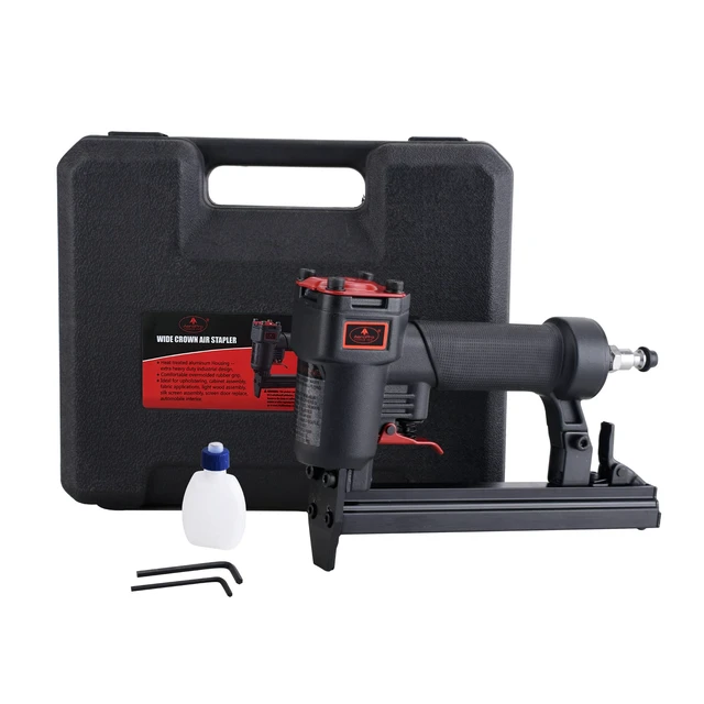 Alt view image 6 of 6 - Tools 22 Gauge Air Stapler Pneumatic Staple Gun, 3/8 Inch Crown | 70-100 PSI, 180 capacity magazines,1/4-Inch to 5/8-Inch Upholstery Stapler for Upholstering, Woodworking and DIY Projects
