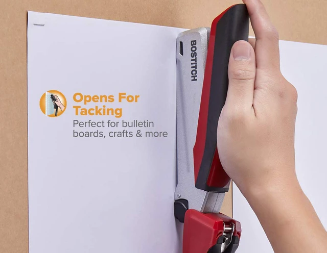 Alt view image 7 of 7 - Office InPower Spring-Powered Premium Desktop Stapler - One Finger, No Effort, Red/Silver (1117)