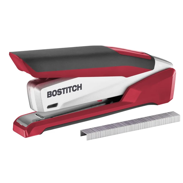 Alt view image 4 of 7 - Office InPower Spring-Powered Premium Desktop Stapler - One Finger, No Effort, Red/Silver (1117)