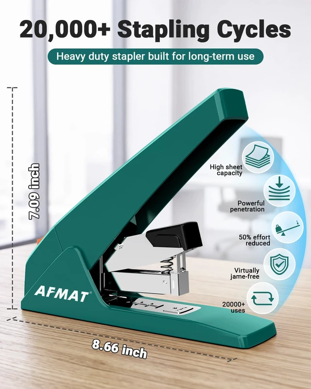Alt view image 2 of 7 - Heavy Duty Stapler, 100 Sheet Capacity, 50% Less Effort, 20,000+ Use | Effortless Desktop Stapler, Easy to Load, Jam-Free Teacher Stapler for Classroom, Large Office Stapler w/ 3,000 Staples, ES18