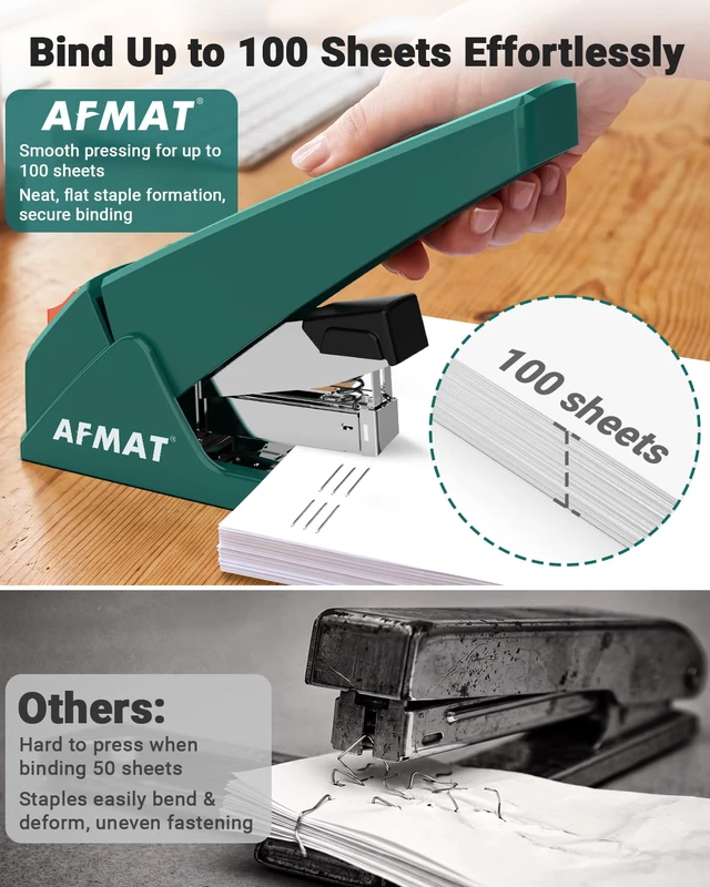 Alt view image 4 of 7 - Heavy Duty Stapler, 100 Sheet Capacity, 50% Less Effort, 20,000+ Use | Effortless Desktop Stapler, Easy to Load, Jam-Free Teacher Stapler for Classroom, Large Office Stapler w/ 3,000 Staples, ES18