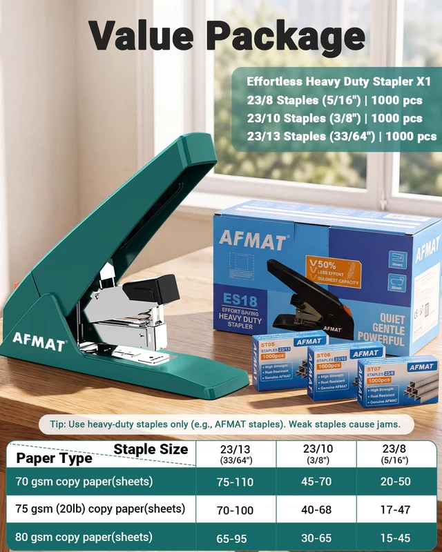 Alt view image 6 of 7 - Heavy Duty Stapler, 100 Sheet Capacity, 50% Less Effort, 20,000+ Use | Effortless Desktop Stapler, Easy to Load, Jam-Free Teacher Stapler for Classroom, Large Office Stapler w/ 3,000 Staples, ES18
