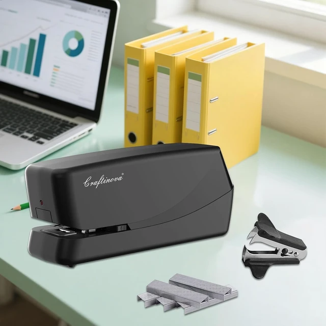 Alt view image 7 of 7 - Electric Stapler Desktop, Automatic Staplers Jam-Free, 25 Sheet Capacity, with 1 Staple Remover 2000 Staples, Easy Reload, AC or Battery Powered, Good for Office Home Class
