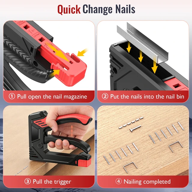 Alt view image 3 of 7 - 6-in-1 Heavy Duty Staple Gun for Wood, Upholstery & DIY Projects | Multi-Purpose Staple Gun for Upholstery, Furniture Repair, Crafts and DIY Projects