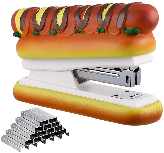 Main image of Hot Dog Stapler with 1000 Staples, Novelty Desktop Stapler | Funny Home Office Desk Stapler, Hotdog Theme, Ideal Holiday or Stocking Stuffers for Teachers, Students, and Office Workers