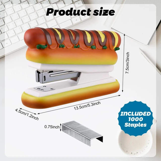 Alt view image 3 of 7 - Hot Dog Stapler with 1000 Staples, Novelty Desktop Stapler | Funny Home Office Desk Stapler, Hotdog Theme, Ideal Holiday or Stocking Stuffers for Teachers, Students, and Office Workers