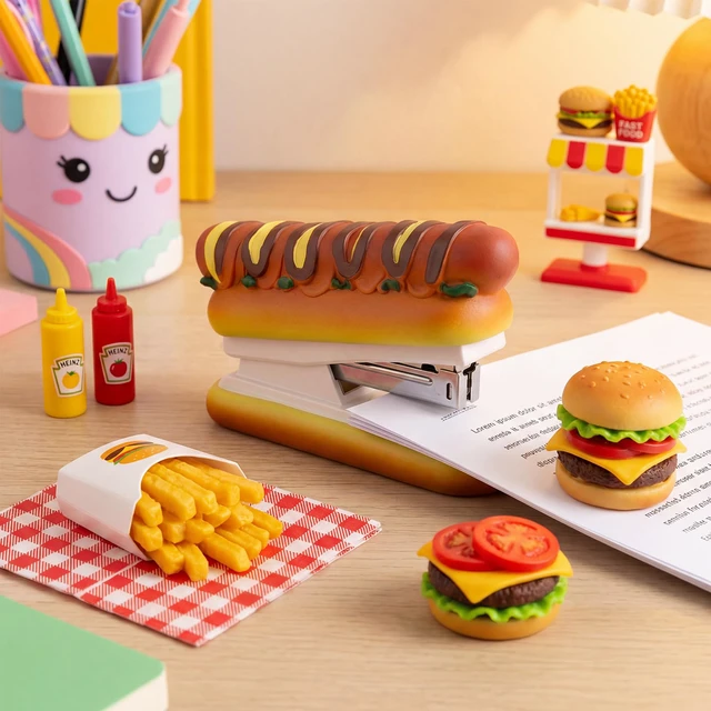 Alt view image 5 of 7 - Hot Dog Stapler with 1000 Staples, Novelty Desktop Stapler | Funny Home Office Desk Stapler, Hotdog Theme, Ideal Holiday or Stocking Stuffers for Teachers, Students, and Office Workers