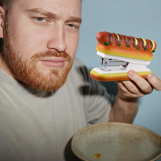 Alt view image 7 of 7 - Hot Dog Stapler with 1000 Staples, Novelty Desktop Stapler | Funny Home Office Desk Stapler, Hotdog Theme, Ideal Holiday or Stocking Stuffers for Teachers, Students, and Office Workers