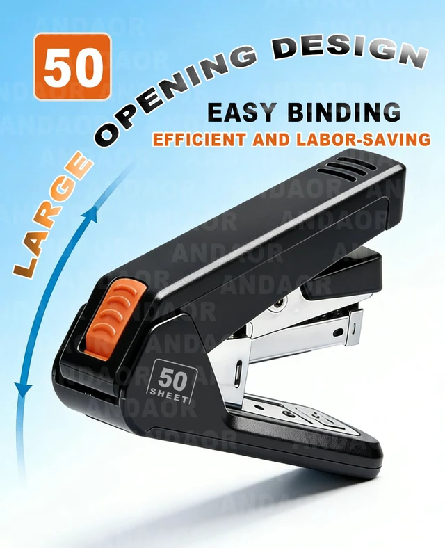 Alt view image 6 of 7 - Effortless Desktop Stapler, Desk with 50 Sheet Capacity, 1000 Staples and Remover, 1-Touch Stapling, Ergonomic & Easy to Load Heavy Duty Staplers,for Office Clerks Home