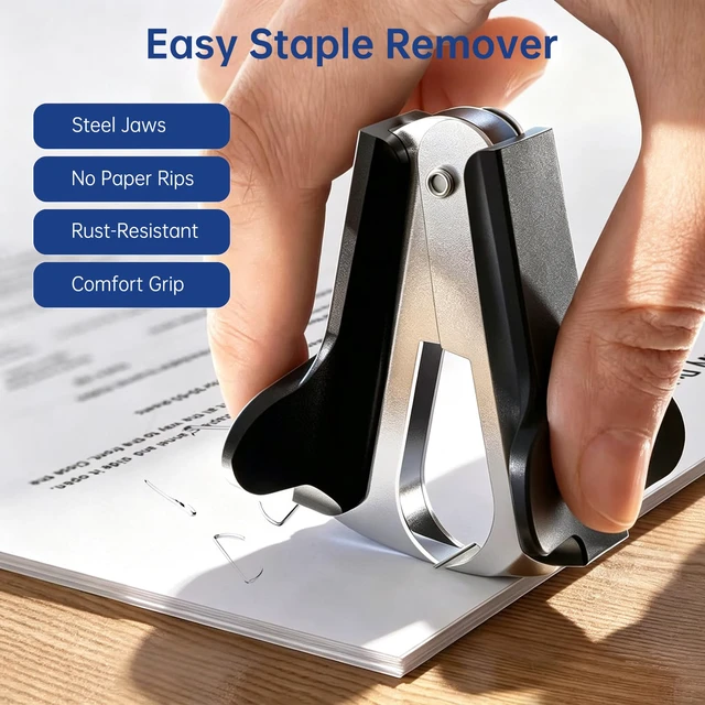 Alt view image 6 of 7 - Metal Stapler Heavy Duty for Desk - 50 Sheet Capacity with 2000 Pieces 1/4", 5/16" Staples and Staple Remover, No Jam, Non-Slip, Stapler Heavy Duty for Classroom and Office, Blue