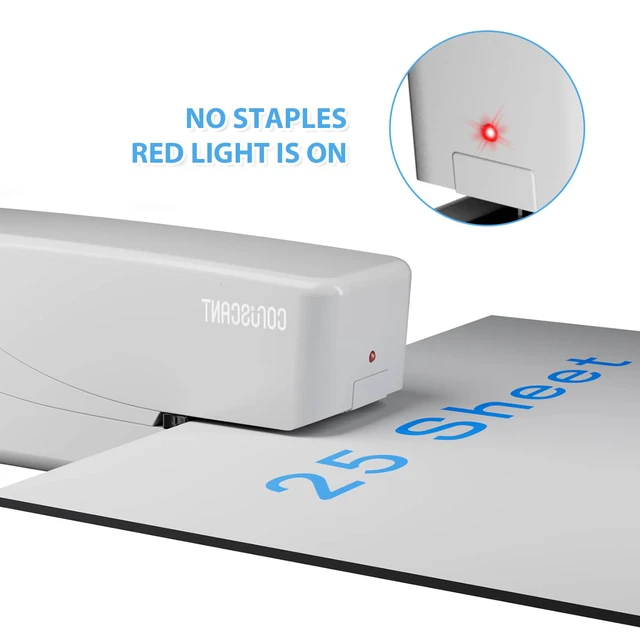 Alt view image 3 of 7 - Electric Stapler, Automatic Stapler, Heavy Duty25 Sheet, Store 210 StaplesIncludes 2000 Staples and 1 Staple Remover. Electric Desktop AC or Battery Powered for Home/Office Use