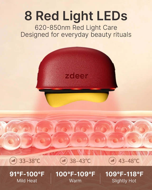Alt view image 6 of 7 - GS5 Electric Heated Gua Sha Kit, Red Light Face Massager Tool, Red | Brass Plate, Vibration, Sculpting, Skin Firming, 2x10ml Massage Oil, Beauty Device for Face & Neck, Birthday Gift for Women