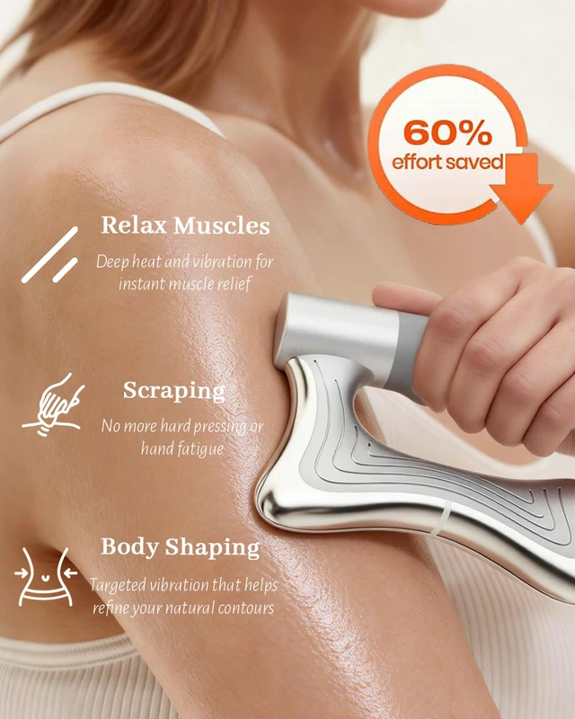 Alt view image 4 of 7 - Muscle Scraper Tool, Heated Fascia Massage Tool with Vibration & Heating, Electric Body Contouring Device, 3 Modes LED Display, Rechargeable Wireless Gua Sha Massager for Full Body (Silver)
