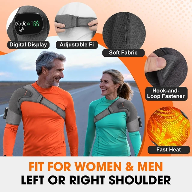 Alt view image 3 of 7 - Cordless Shoulder Heating Pad with Massage for Pain Relief Deep Tissue | Enlarged Shoulder Massager, 5 Temperature and 3 Timer Settings, 5 Massage Modes Heated Shoulder Wrap