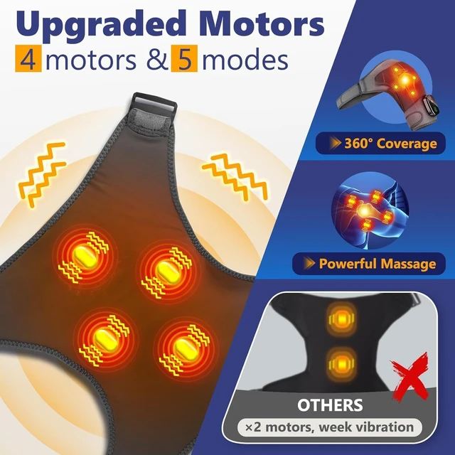Alt view image 5 of 7 - Cordless Shoulder Heating Pad with Massage for Pain Relief Deep Tissue | Enlarged Shoulder Massager, 5 Temperature and 3 Timer Settings, 5 Massage Modes Heated Shoulder Wrap