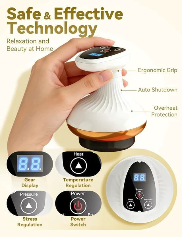 Alt view image 2 of 6 - Massage Device, Skin Firming, deep gua sha Massage, Full-Body Electric Massager, 9 Adjustable Intensity Levels, Portable Rechargeable Design, Suitable for arms, Legs, Back, and Abdomen