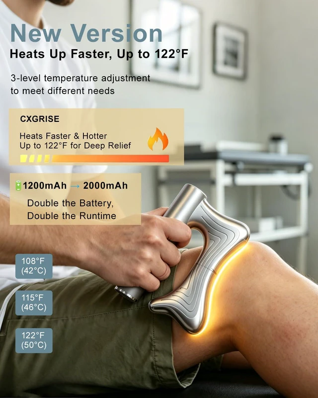Alt view image 2 of 7 - Heated Muscle Scraper Tool, 3 in 1 Electric Fascia Knife Massager Heating and Vibration, Full Body Contouring Device, Body Gua Sha Massage Tool, Fascia Massage Tools for Deep Tissue (Silver)