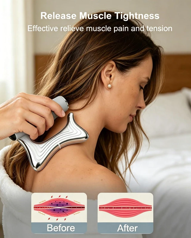 Alt view image 4 of 7 - Heated Muscle Scraper Tool, 3 in 1 Electric Fascia Knife Massager Heating and Vibration, Full Body Contouring Device, Body Gua Sha Massage Tool, Fascia Massage Tools for Deep Tissue (Silver)