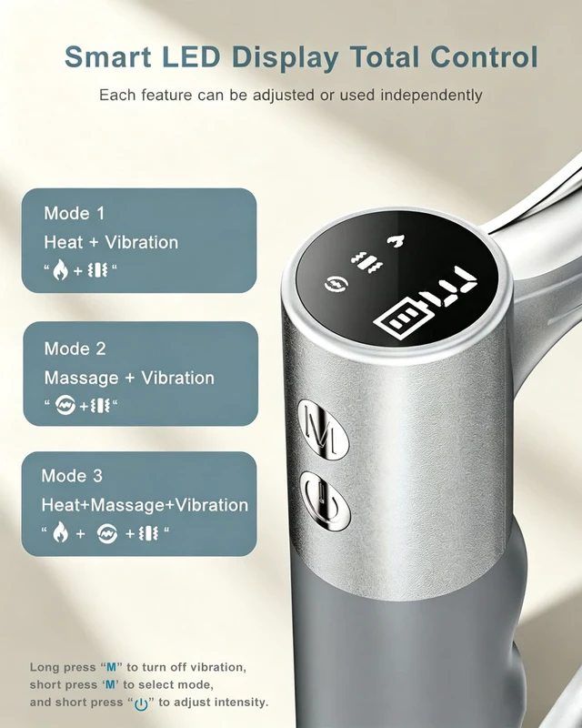 Alt view image 6 of 7 - Heated Muscle Scraper Tool, 3 in 1 Electric Fascia Knife Massager Heating and Vibration, Full Body Contouring Device, Body Gua Sha Massage Tool, Fascia Massage Tools for Deep Tissue (Silver)