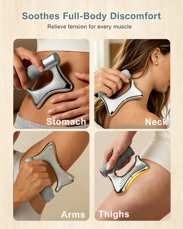 Alt view image 7 of 7 - Heated Muscle Scraper Tool, 3 in 1 Electric Fascia Knife Massager Heating and Vibration, Full Body Contouring Device, Body Gua Sha Massage Tool, Fascia Massage Tools for Deep Tissue (Silver)