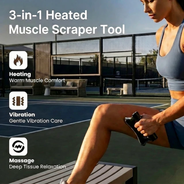Alt view image 2 of 7 - 3-in-1 Heated Muscle Scraper Tool, Vibration Electric Fascia Knife Massager | Heated Fascia Knife with 3 Modes, Rechargeable Electric Gua Sha Tool, Deep Tissue Fascia Release
