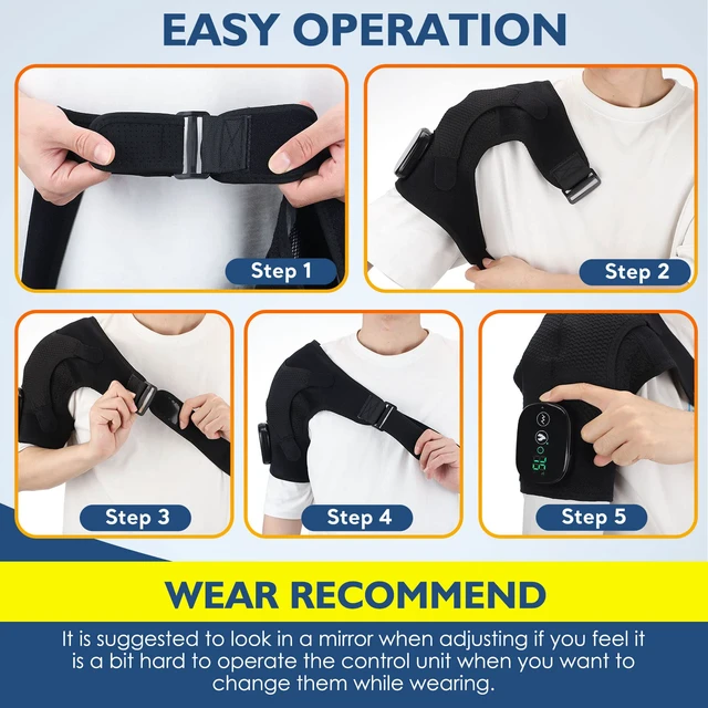 Alt view image 6 of 7 - Shoulder Heating Pad with Massage, Cordless Heated Shoulder Wrap for Pain Relief, FSA Eligible HSA Rotator Cuff Heating Pad with Vibration for Frozen Shoulder