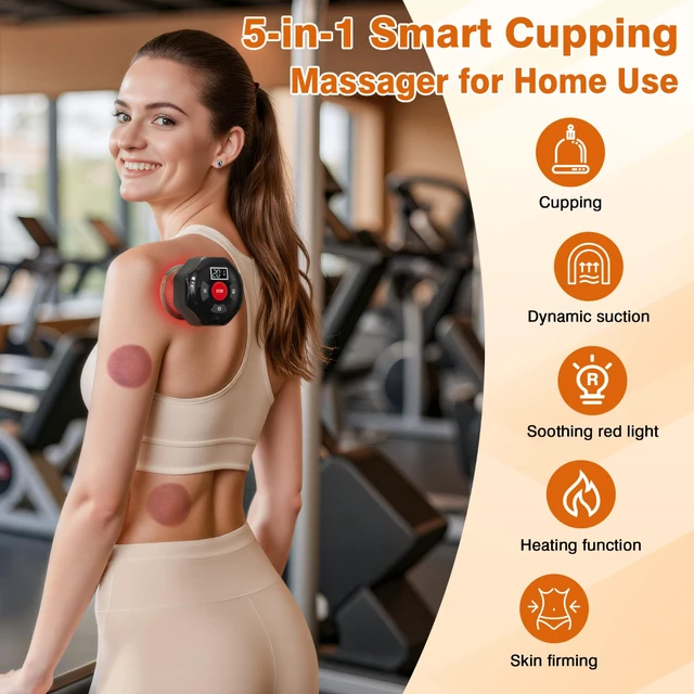 Alt view image 2 of 3 - The Original 5-in-1 Smart Cupping Massager with LED Light-1 Pack | Gua Sha Cupping Set with 12 Suction Levels & 12 Heat for Targeted Muscle Pain Relief, Tighter Skin and Tension, Cupping Kit