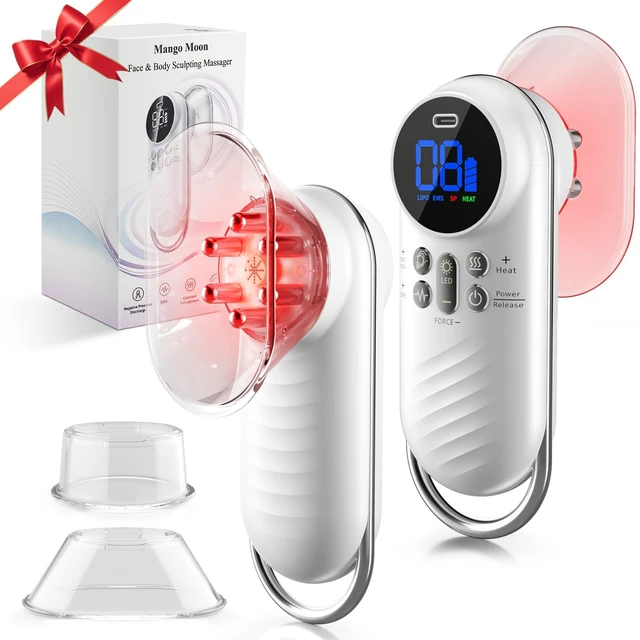 Main image of Cellulite Massage Tool,Lymphatic Drainage Massager | Heat/Light/Suction/GuaSha, 5000mAh Cordless, Arms/Legs/Abdomen/Back, Firm/Relieve, Men/Women Gift White